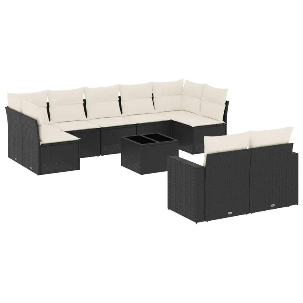 Outdoor Sectional Sofa Set 10 Piece Black Garden Furniture with Storage Cushions