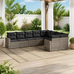 Outdoor Sectional Sofa Set 9 Piece Garden Furniture Grey Poly Rattan with