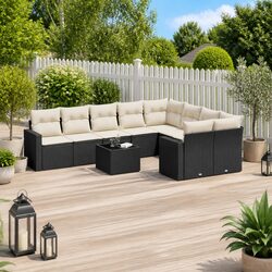 10-Piece Black Outdoor Sofa Set with Easy Maintenance