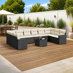 11-Piece Black Sectional Sofa Set for Outdoors