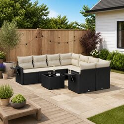 Garden Sofa Set 9 Piece Outdoor Furniture Patio Lounge with Storage Cushions