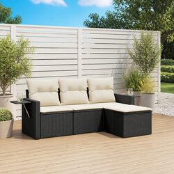 Sleek Black Garden Sofa Set with Cushions for Patios