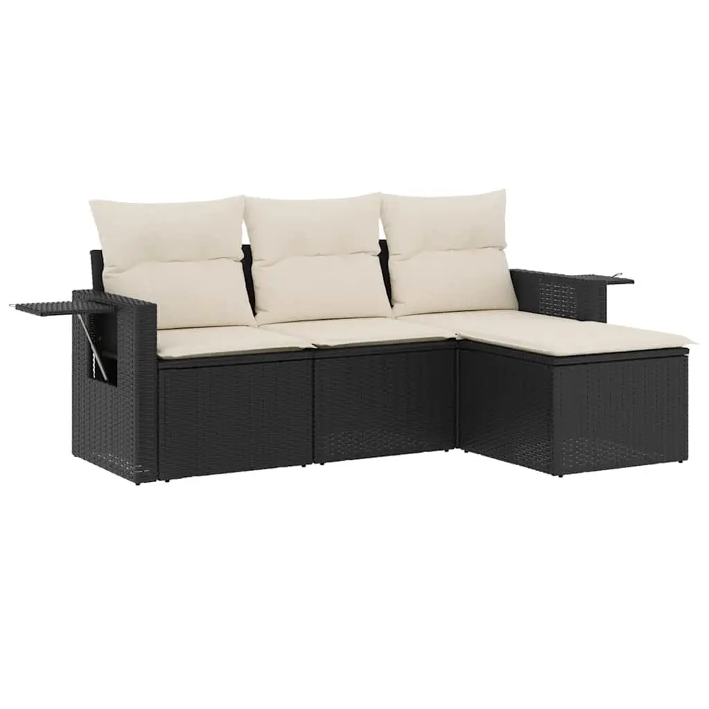 Black Garden Sofa Set with Cushions for Patios
