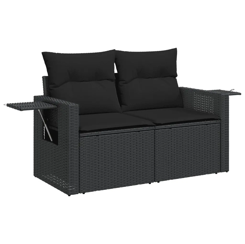 Garden Sofa Set 5 Piece Outdoor Furniture Black Poly Rattan Patio Seating with