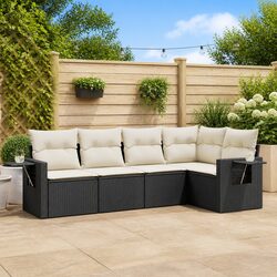Modular Black 5 Piece Garden Sofa Set