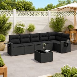 Compact 7 Piece Outdoor Sofa Set - Black Rattan