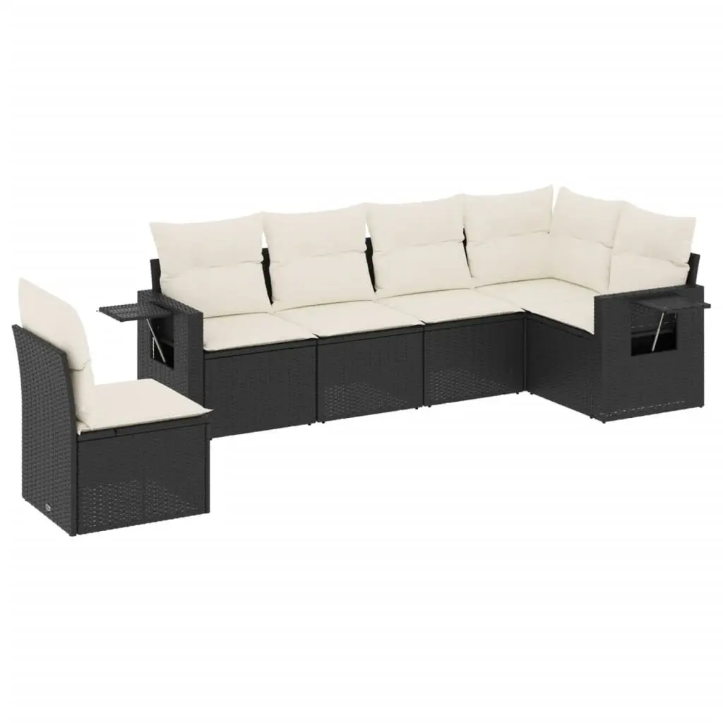 Garden Sofa Set 6 Piece Outdoor Furniture Patio Seating Black Poly Rattan