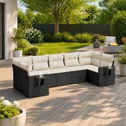 Compact 7 Piece Black Outdoor Lounge Set