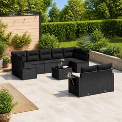 Concise 10 Piece Black Outdoor Sofa Set Overview