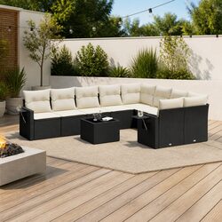 10-Piece Black Sofa Set for Outdoor Use
