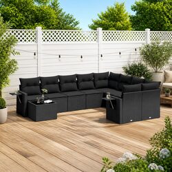 10-Piece Black Outdoor Sofa Set