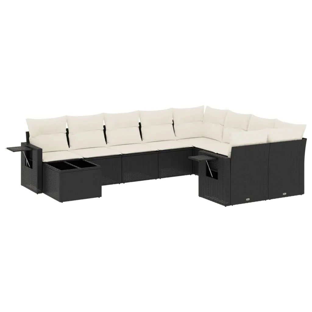 Garden Sofa Set 10 Piece Outdoor Furniture Poly Rattan Black Patio Seating with