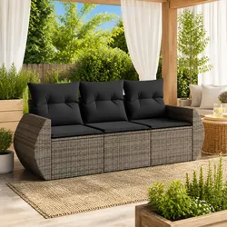 Grey Modular Garden Sofa Set with Cushions