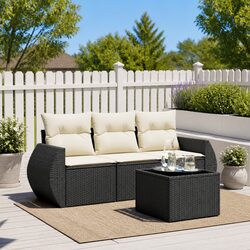 Compact and Reliable 4 Piece Outdoor Sofa Set in Black