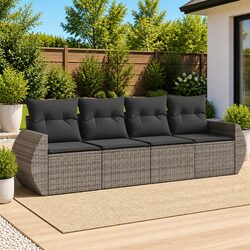 Concise 4 Piece Grey Garden Sofa Set