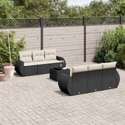 Concise Design: 7 Piece Black Garden Sofa Set