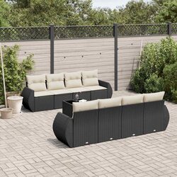 Compact 9 Piece Black Garden Sofa Set with Storage