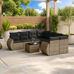 Concise 9 Piece Outdoor Sofa Set with Storage Features