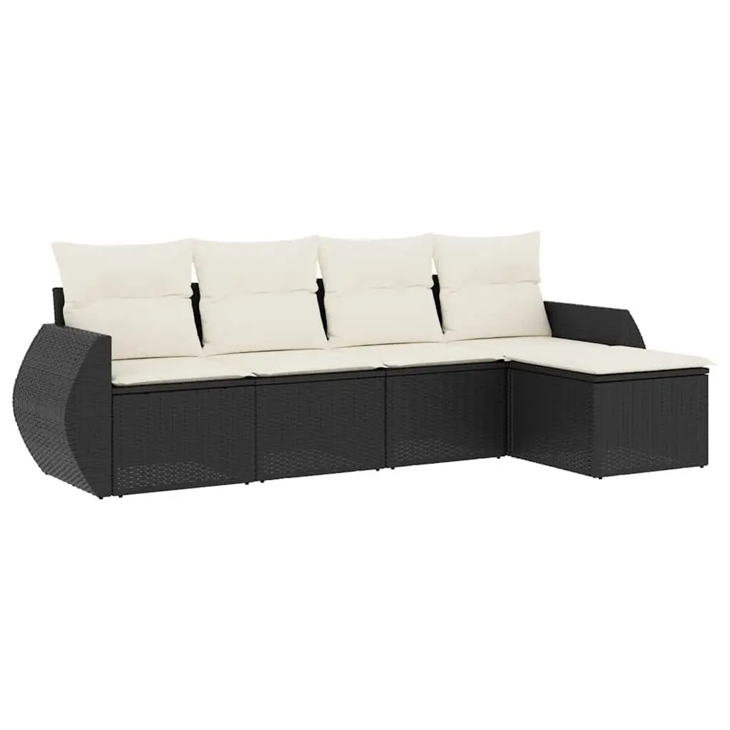 5 Piece Outdoor Garden Sofa Set with Storage Cushions Patio Furniture Black