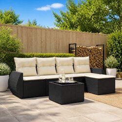 Black 6 Piece Garden Sofa Set for Outdoor Spaces