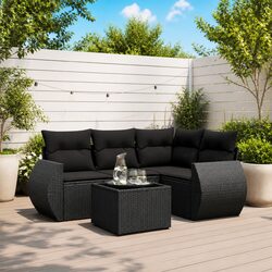 Sleek 5 Piece Black Garden Sofa Set for Outdoor Use
