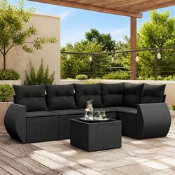 Chic 6-Piece Outdoor Sofa Set - Black Rattan