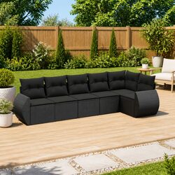 Compact 6-Piece Black Garden Sofa Set