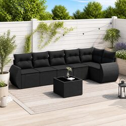 Black 7 Piece Outdoor Sofa Set