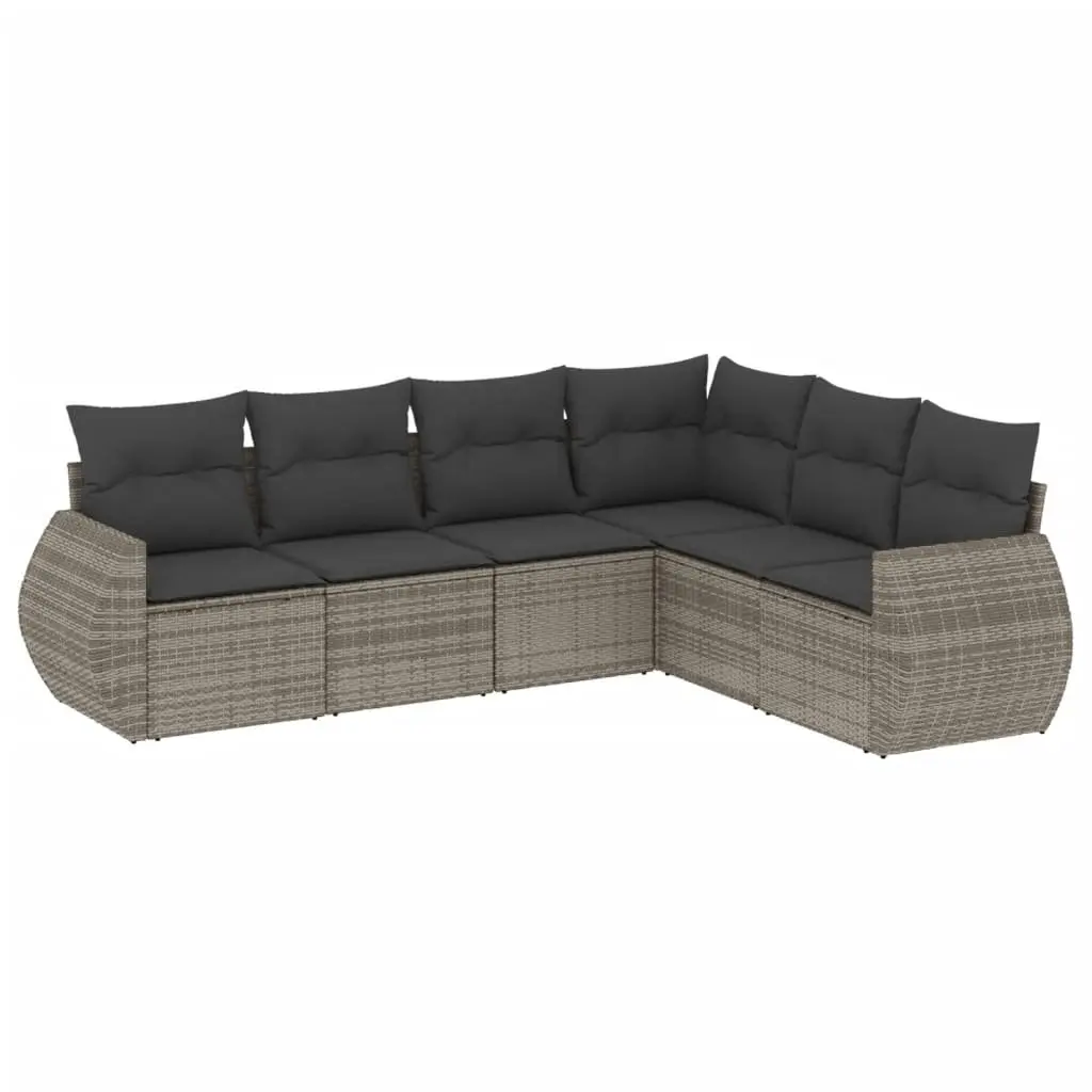 Garden Sofa Set Grey 6 Piece Modular Outdoor Furniture Poly Rattan Seating