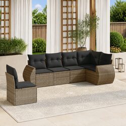 6-Piece Grey Garden Sofa Set for Outdoor Spaces