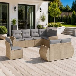 Outdoor Garden Sofa Set 8 Piece Modular Patio Furniture with Storage Cushions