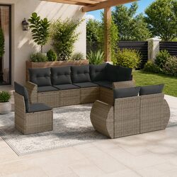 Garden Sofa Set 8 Piece Outdoor Furniture Grey Poly Rattan Modular Patio Lounge