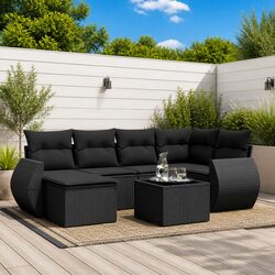 7-Piece Outdoor Garden Sofa Set in Elegant Black