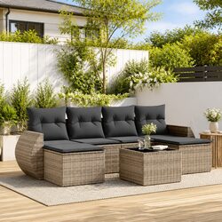 Compact and Elegant 7 Piece Grey Garden Sofa Set
