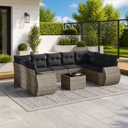 10 Piece Garden Sofa Set with Cushions