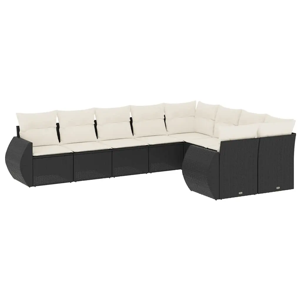 Garden Sofa Set 9 Piece Outdoor Furniture Patio Seating Poly Rattan Black with