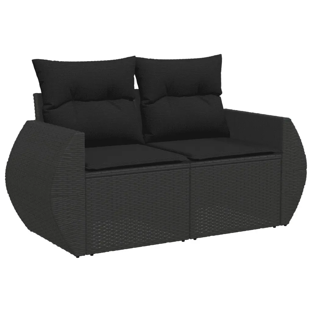 Garden Sofa Set Black 10 Piece Modular Outdoor Furniture with Storage Function and Removable Cushion Covers
