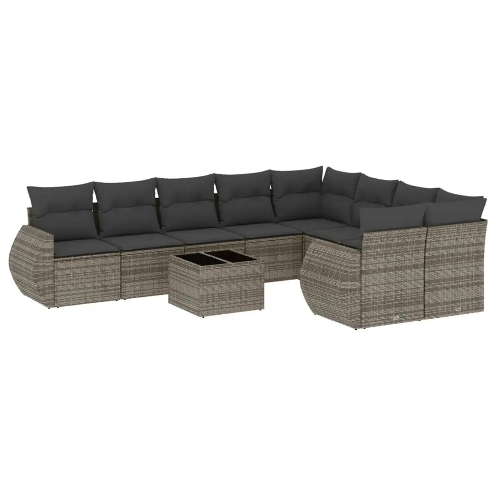 Garden Sofa Set 10 Piece Outdoor Furniture Grey Poly Rattan Patio Seating
