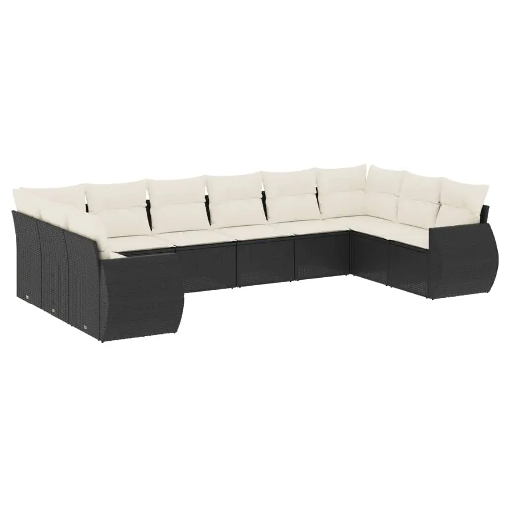 Garden Sofa Set Black 10 Piece Modular Outdoor Furniture with Storage Function