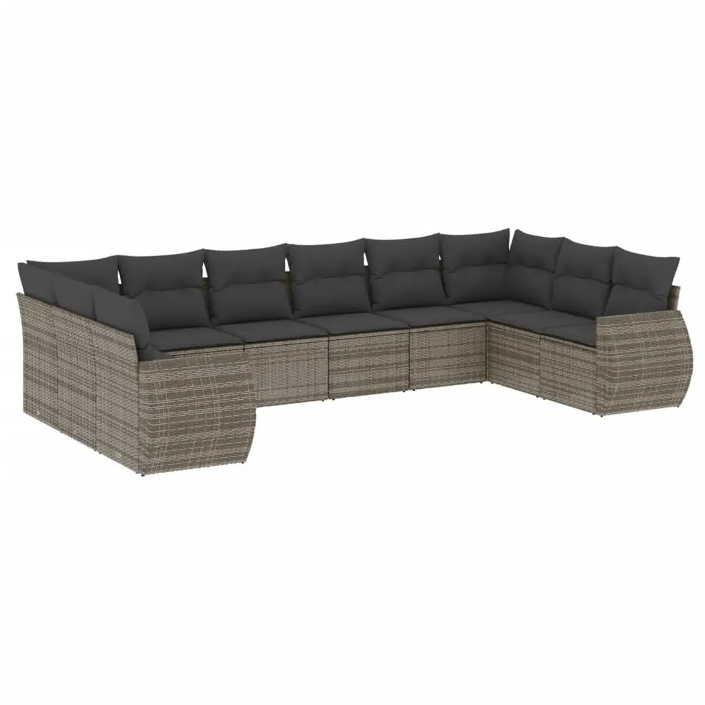 Garden Sofa Set 10 Piece Outdoor Furniture Patio Lounge Grey Poly Rattan Modular