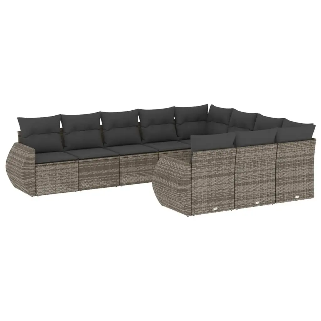 10 Piece Modular Outdoor Sofa Set Grey with Storage Cushions Patio Furniture