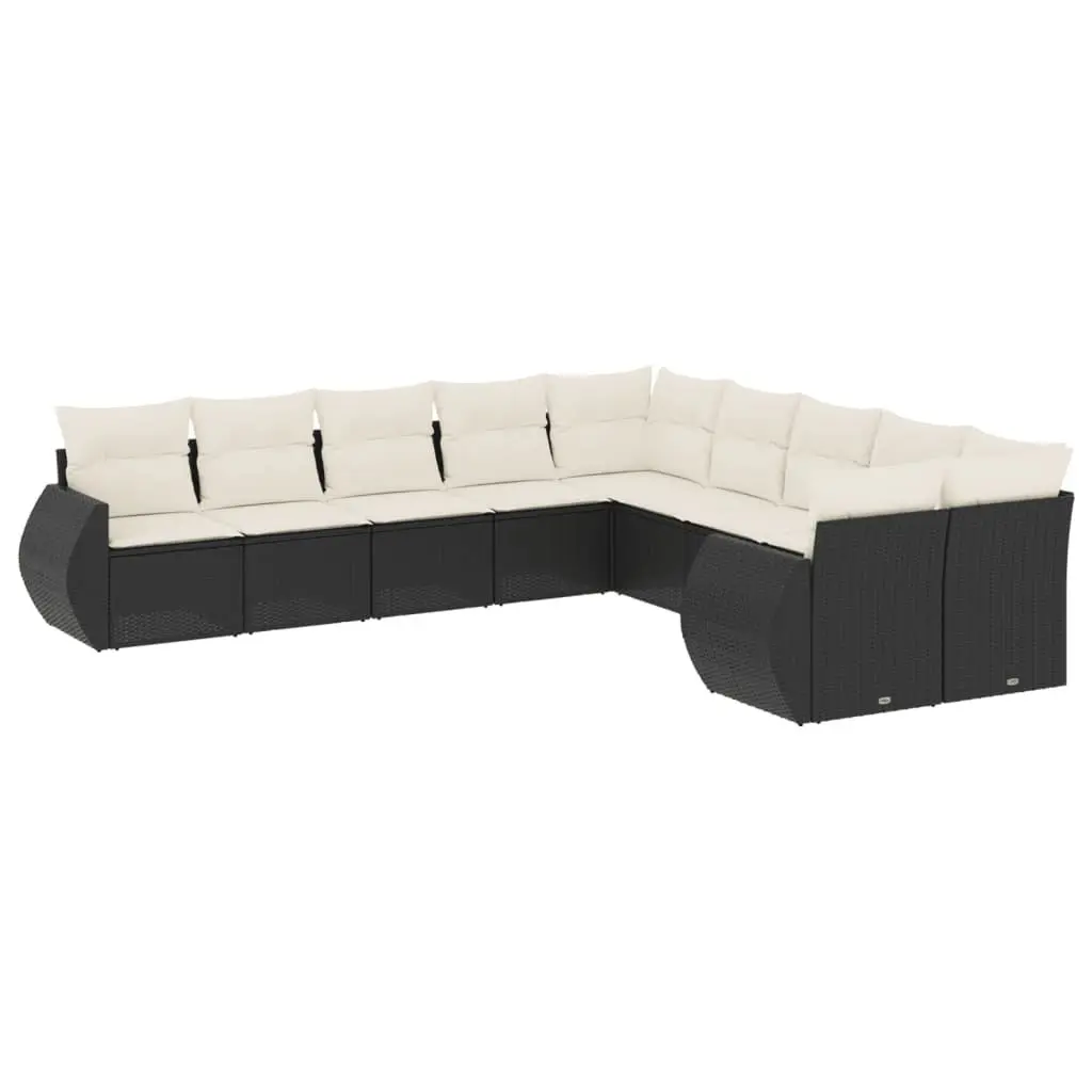 Garden Sofa Set 10 Piece Outdoor Furniture Black Poly Rattan Patio Modular