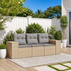 3 Piece Garden Sofa Set with Cushions - Compact and Durable