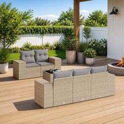 6-Piece Garden Sofa Set: Modular Outdoor Lounge in Beige