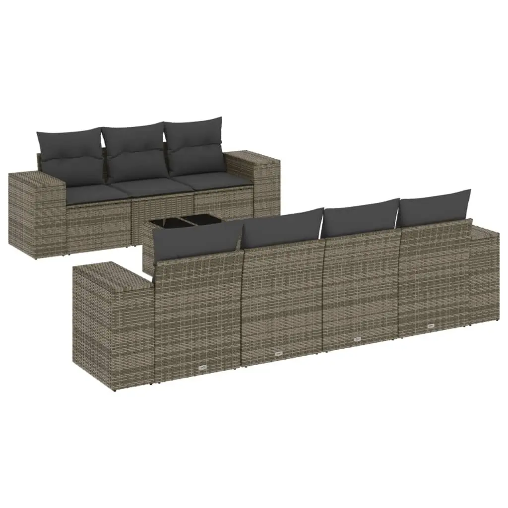 Garden Sofa Set Grey 8 Piece Outdoor Furniture Patio Lounge with Cushions