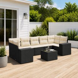 Garden Sofa Set 8 Piece Outdoor Furniture Poly Rattan Black Patio Seating