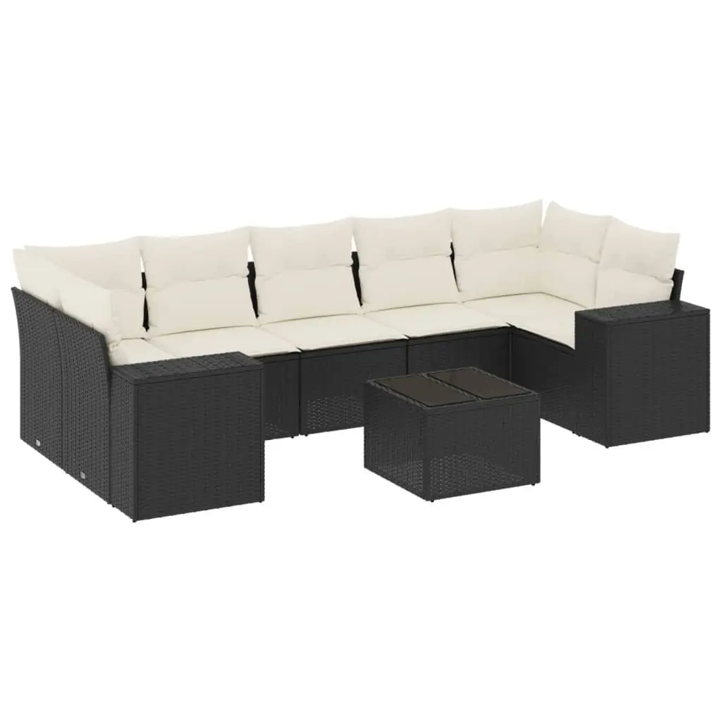 Garden Sofa Set 8 Piece Outdoor Furniture Poly Rattan Black Patio Seating