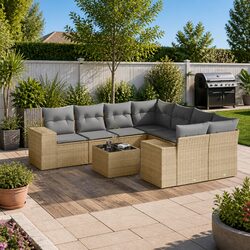 Compact 9 Piece Garden Sofa Set for Outdoor Enjoyment