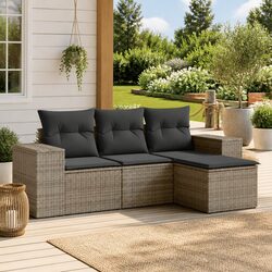 Compact 4-Piece Grey Garden Sofa Set for Outdoor Enjoyment