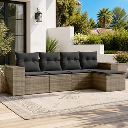 Garden Sofa Set 5 Piece Outdoor Furniture Patio Sectional with Cushions Grey